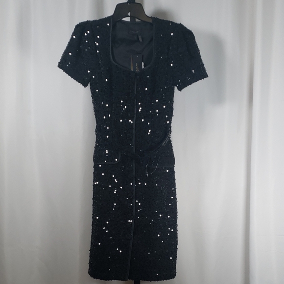 Donna Karan New York Black Puff Sleeve Sequin Sheath Dress - SZ 2 - NWT - Picture 5 of 11